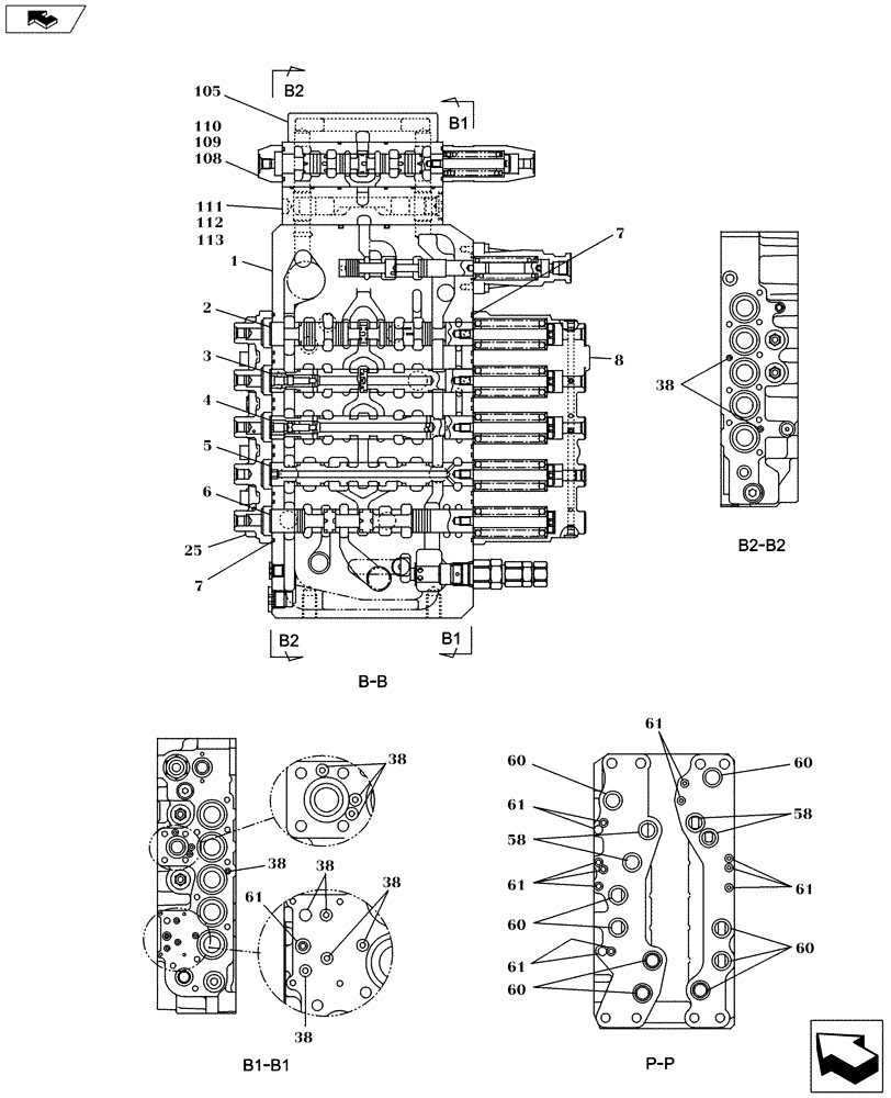 Схема запчастей Case CX235C SR - (35.359.04[03]) - CONTROL VALVE (35) - HYDRAULIC SYSTEMS