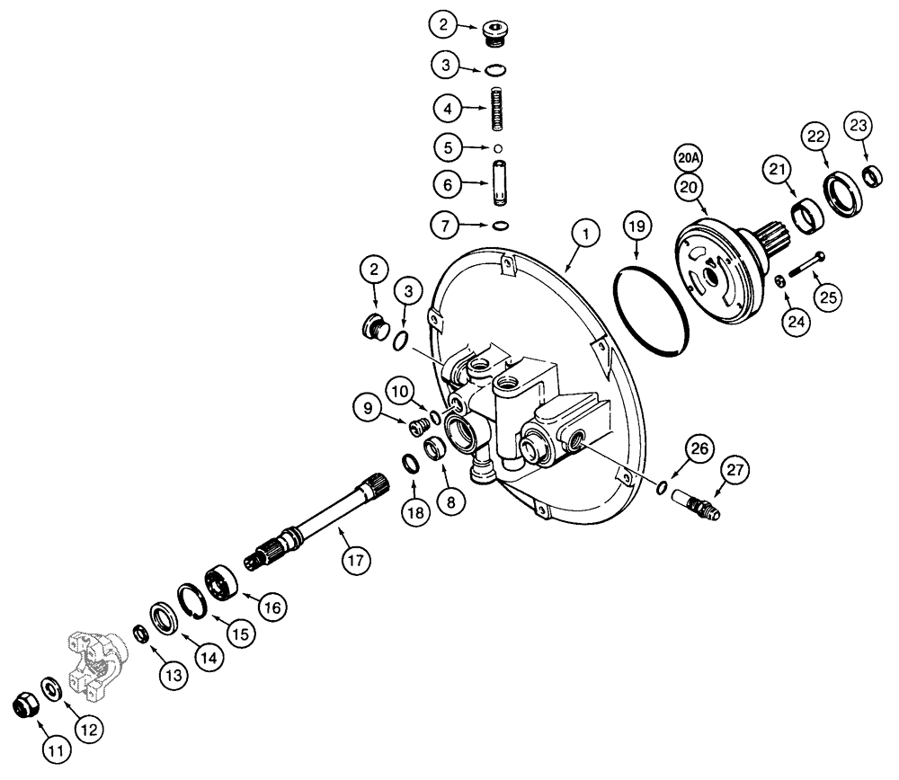 Схема запчастей Case 855E - (6-04) - TORQUE CONVERTER HOUSING, PUMP, AND OUTPUT SHAFT (06) - POWER TRAIN