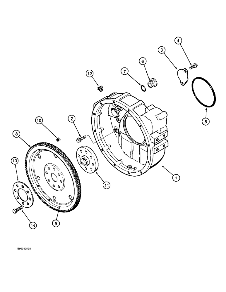 Схема запчастей Case 580SL - (2-42) - FLYWHEEL AND HOUSING, 4T-390 ENGINE (02) - ENGINE