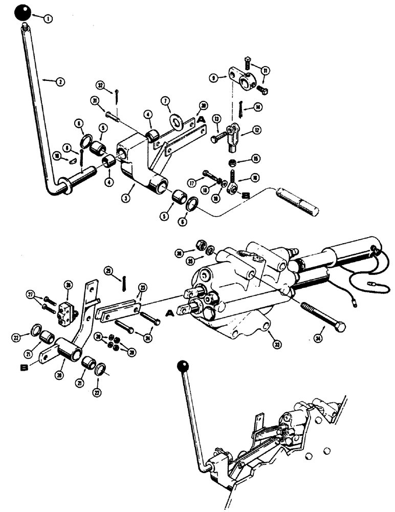 Схема запчастей Case 680CK - (126) - LOADER CONTROL VALVE AND LEVERS, 2 SPOOL LOADER VALVE (82) - FRONT LOADER & BUCKET