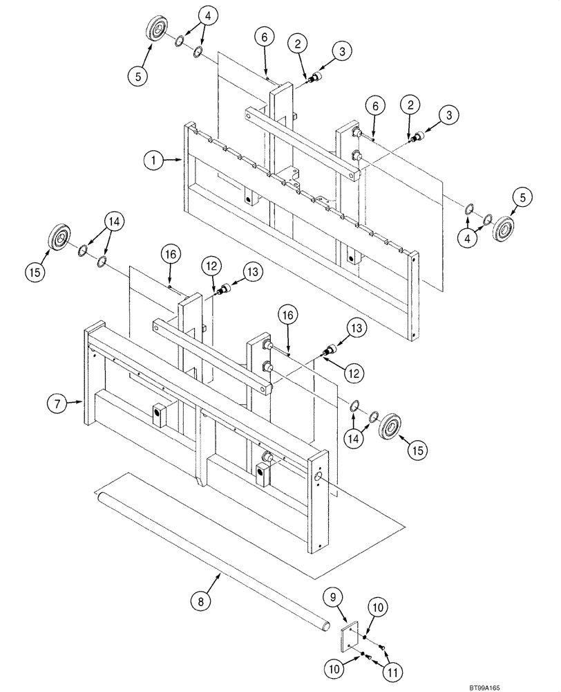 Схема запчастей Case 586G - (09-15) - MAST, HOOK AND SHAFT FRAME - 8000 LB (09) - CHASSIS