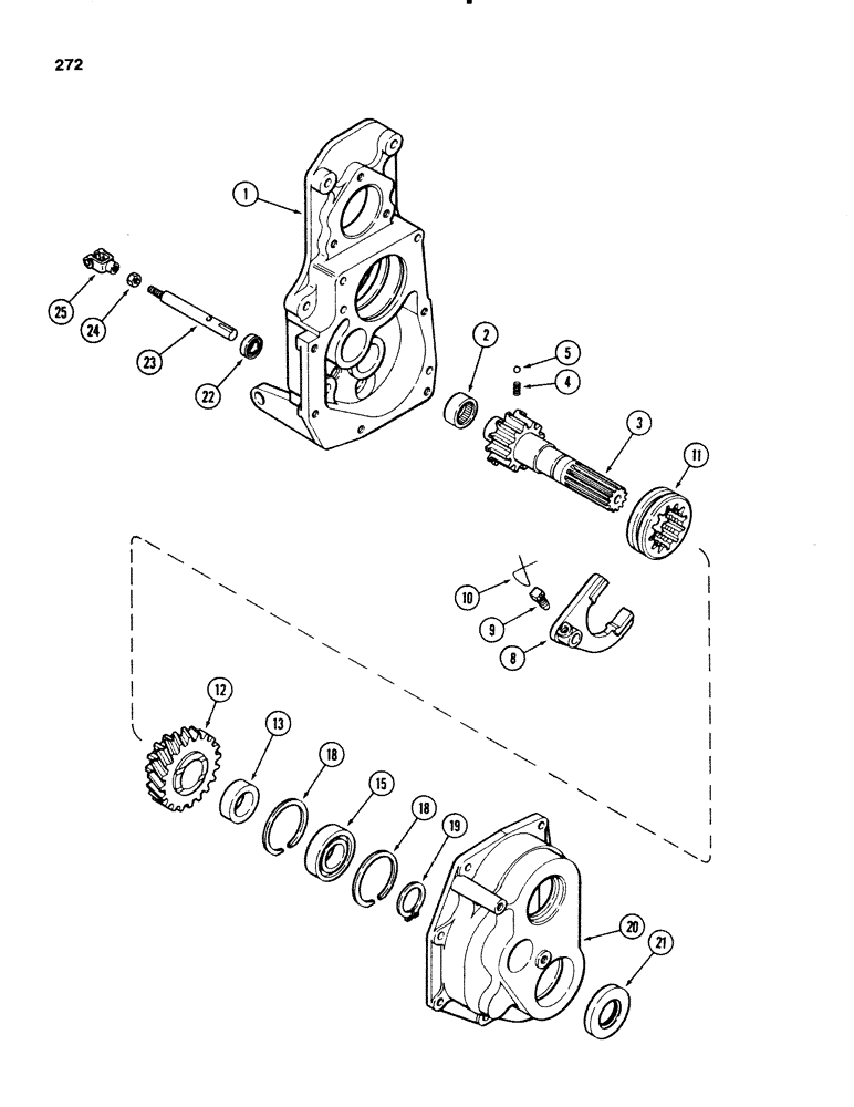 Схема запчастей Case 580SE - (272) - TRANSAXLE SHIFT MECHANISM & OUTPUT SHAFT, 4 WHEEL DRIVE, TRANSMISSION SN 16270319 AND AFTER (06) - POWER TRAIN