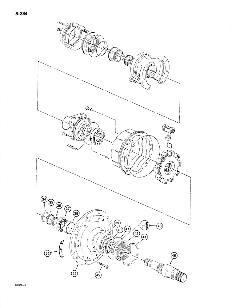 Схема запчастей Case 170B - (8-284) - SWING HYDRAULIC MOTOR, P.I.N. 74341 THROUGH 74456 (08) - HYDRAULICS