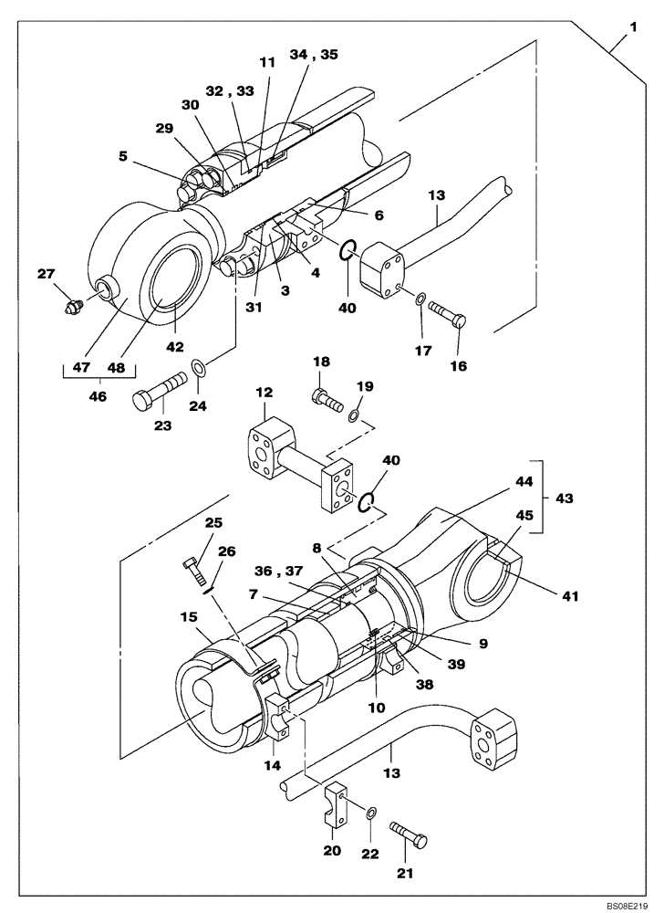 Схема запчастей Case CX700B - (08-86) - BOOM CYLINDER - LEFT (WITHOUT VALVE, PRESSURE RELIEF) (08) - HYDRAULICS