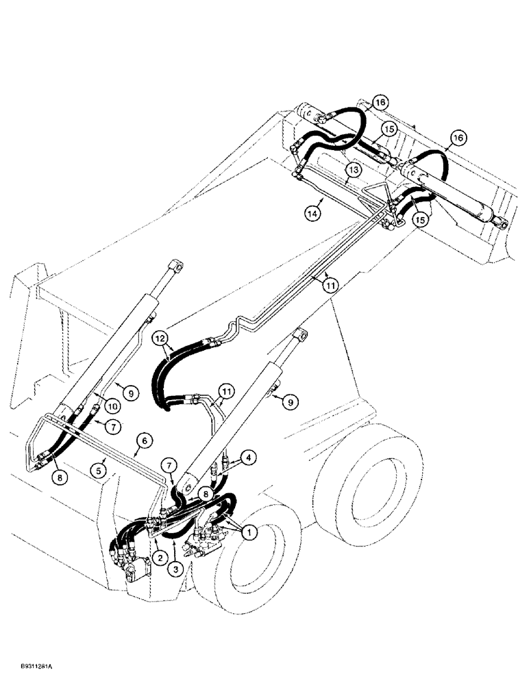 Схема запчастей Case 1838 - (1-12) - PICTORIAL INDEX LOADER LIFT & BUCKET HYDRAULICS USED ON MODELS W/ SELF-LEVELING (00) - PICTORIAL INDEX