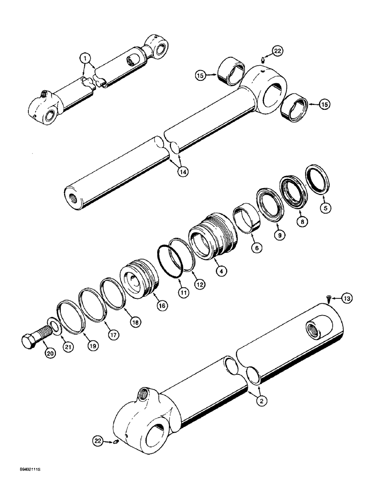 Схема запчастей Case 590L - (8-162) - BACKHOE BUCKET CYLINDER, (TUBE GREASE FITTING AT CENTER) (08) - HYDRAULICS