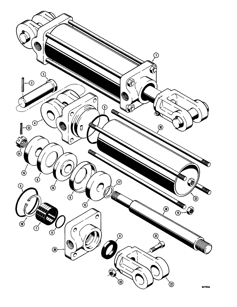 Схема запчастей Case 580 - (84) - D39464 SIDESHIFT, LOADER BUCKET AND TILT CYLINDER (35) - HYDRAULIC SYSTEMS