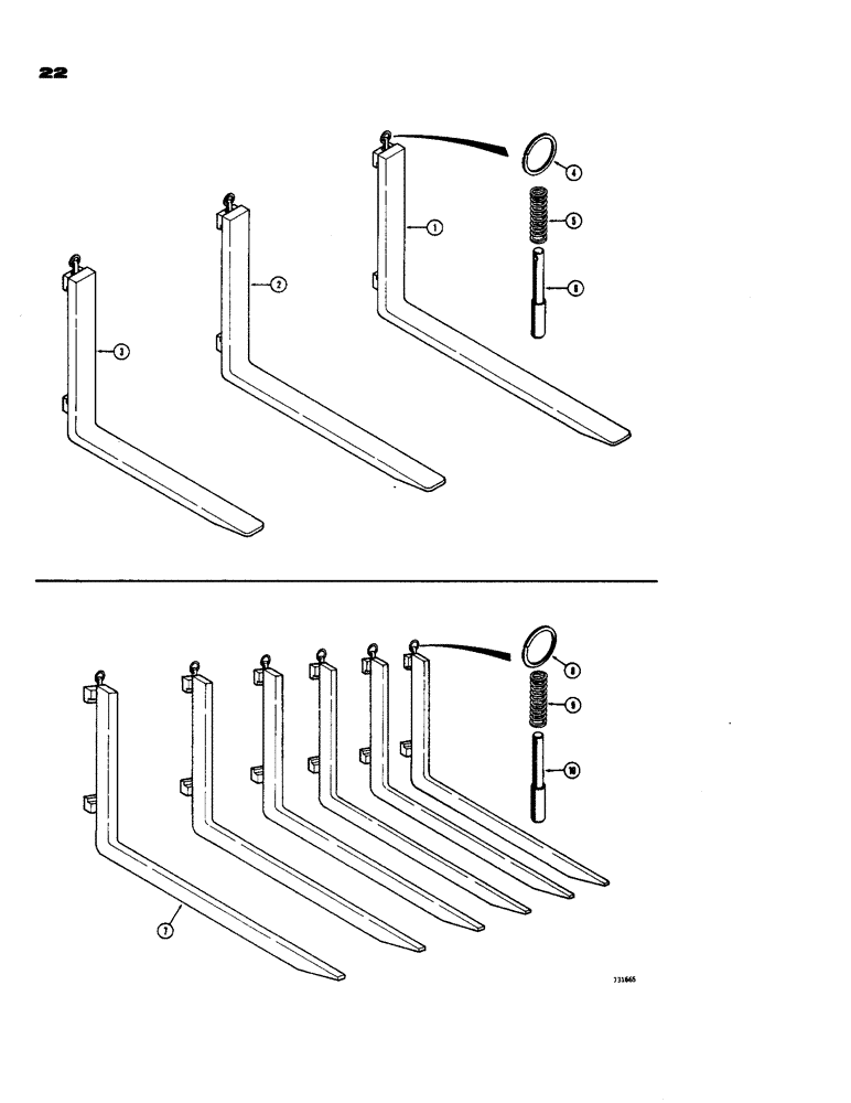 Схема запчастей Case 584 - (22) - FORKS, PALLET AND LOGGING FORKS, CEMENT BLOCK FORKS (OPTIONAL) (84) - BOOMS, DIPPERS & BUCKETS