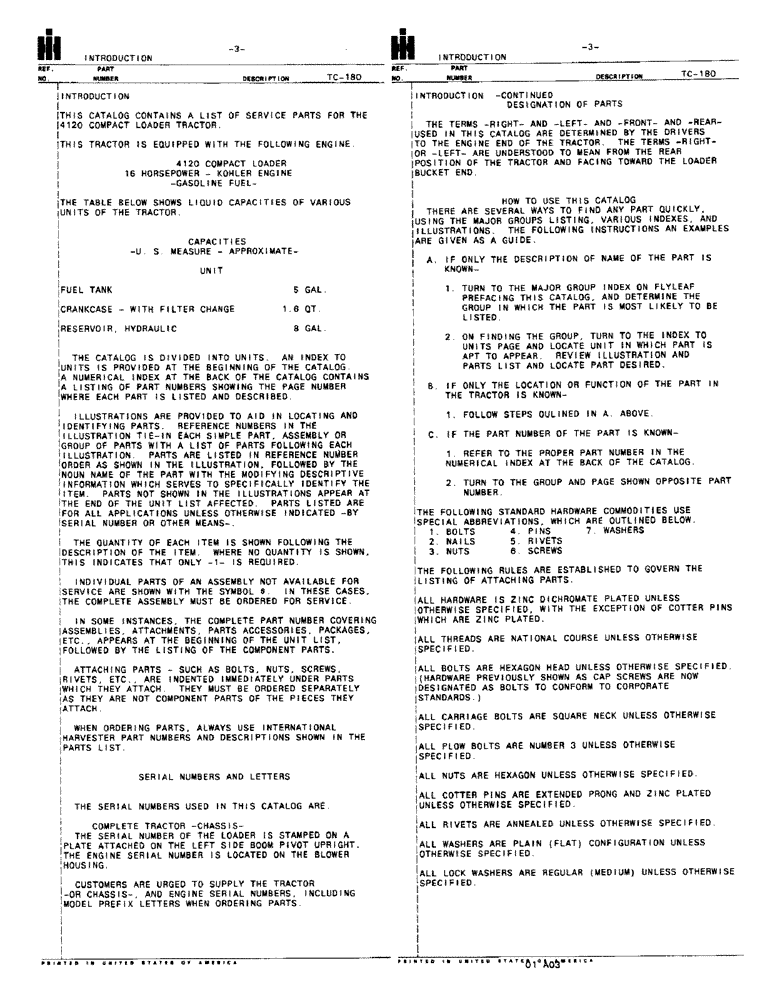 Схема запчастей Case 4120 - (003) - INTRODUCTION - FLUID CAPACITIES (00) - GENERAL