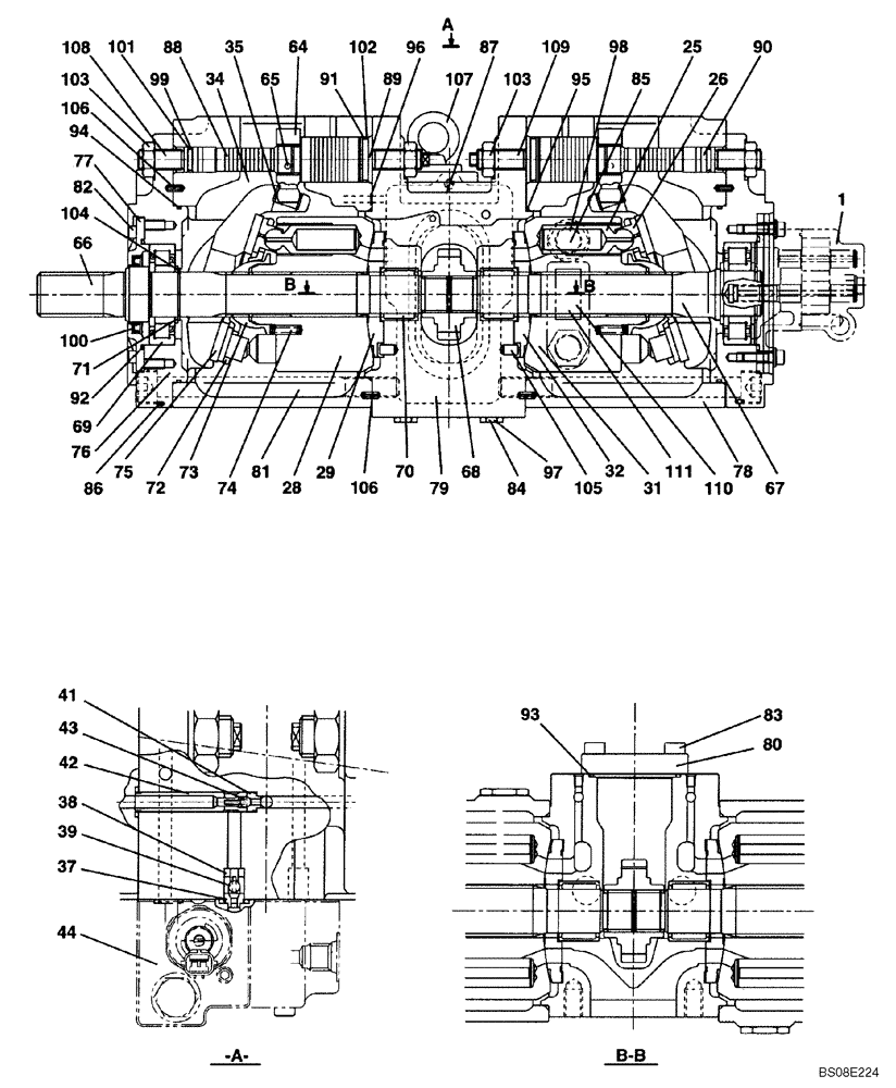 Схема запчастей Case CX350B - (08-16) - HIGH PRESSURE PUMP (STANDARD) (08) - HYDRAULICS