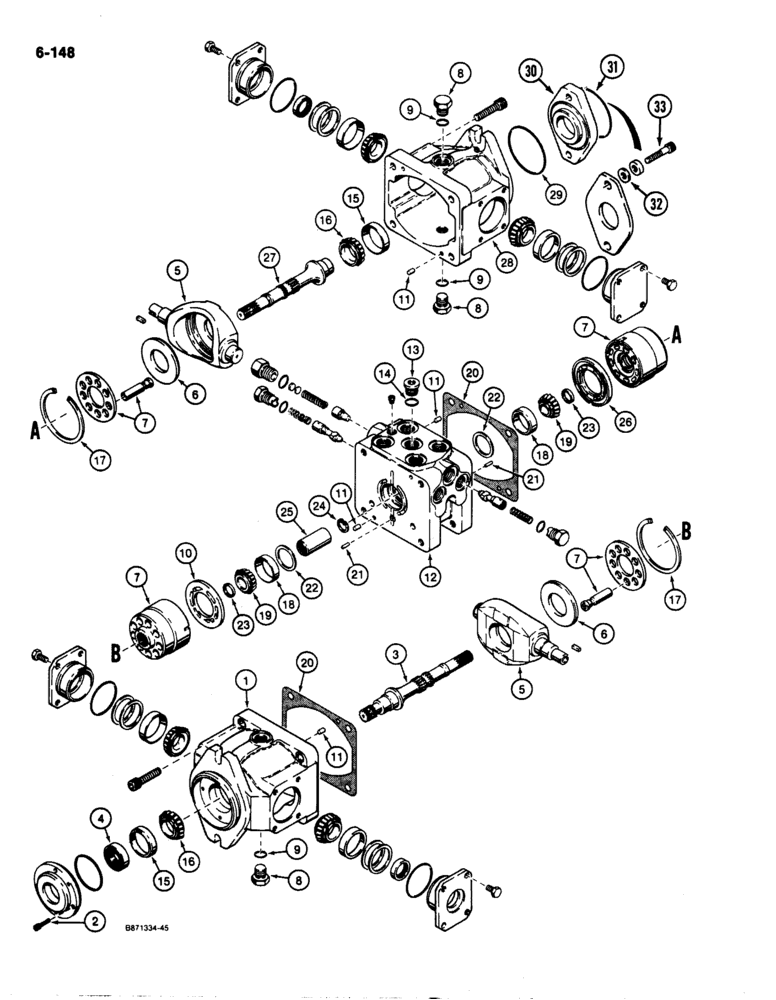 Схема запчастей Case 1825 - (6-148) - TANDEM PUMP (06) - POWER TRAIN