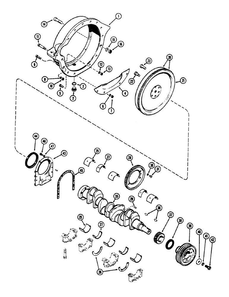 Схема запчастей Case 680CK - (020) - FLYWHEEL AND HOUSING, (267) DIESEL ENGINE (10) - ENGINE