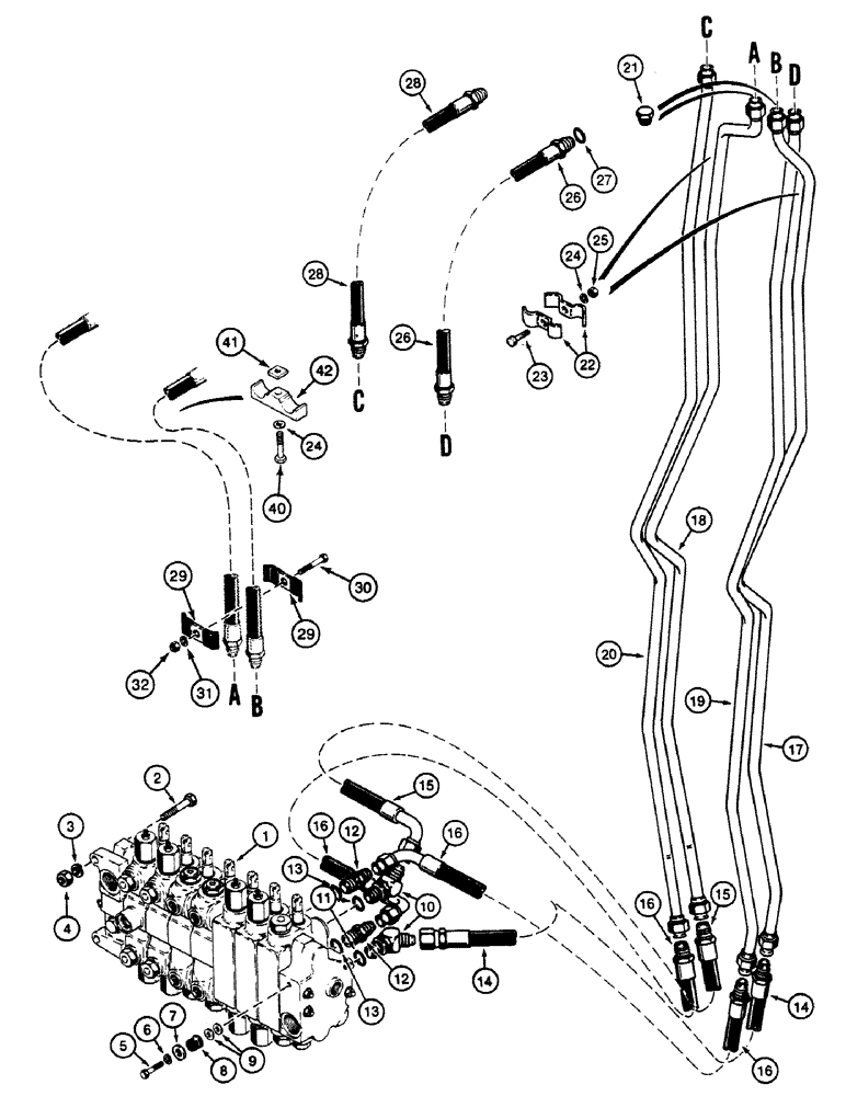 Схема запчастей Case 580SK - (8-266) - AUXILIARY HYDRAULICS OPTIONAL ATTACHMENTS, INTEGRAL BACKHOE (08) - HYDRAULICS