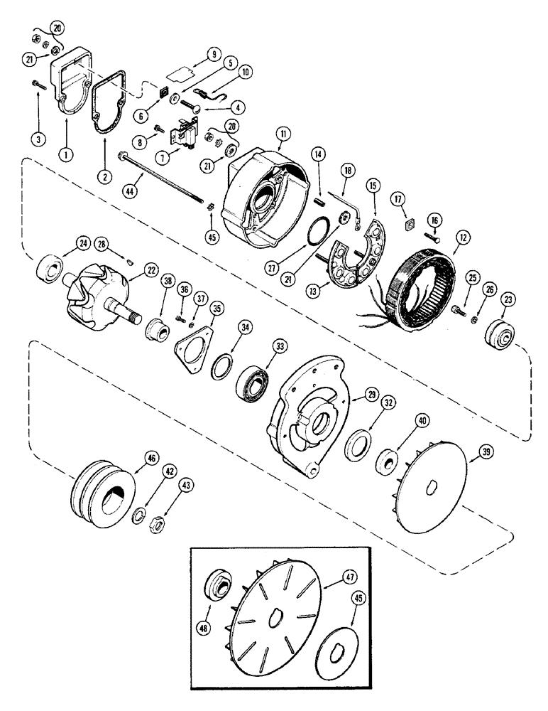 Схема запчастей Case 680CK - (058) - ALTERNATOR, (267B) DIESEL ENGINE (55) - ELECTRICAL SYSTEMS