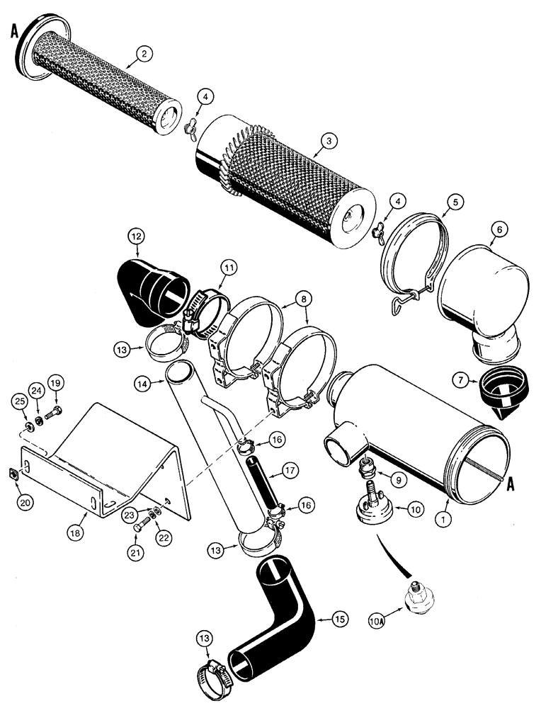 Схема запчастей Case 1835C - (2-08) - AIR CLEANER AND MOUNTING, GASOLINE MODELS ONLY (02) - ENGINE