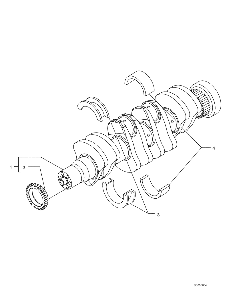 Схема запчастей Case 521D - (0.080[01]) - CRANKSHAFT (02) - ENGINE