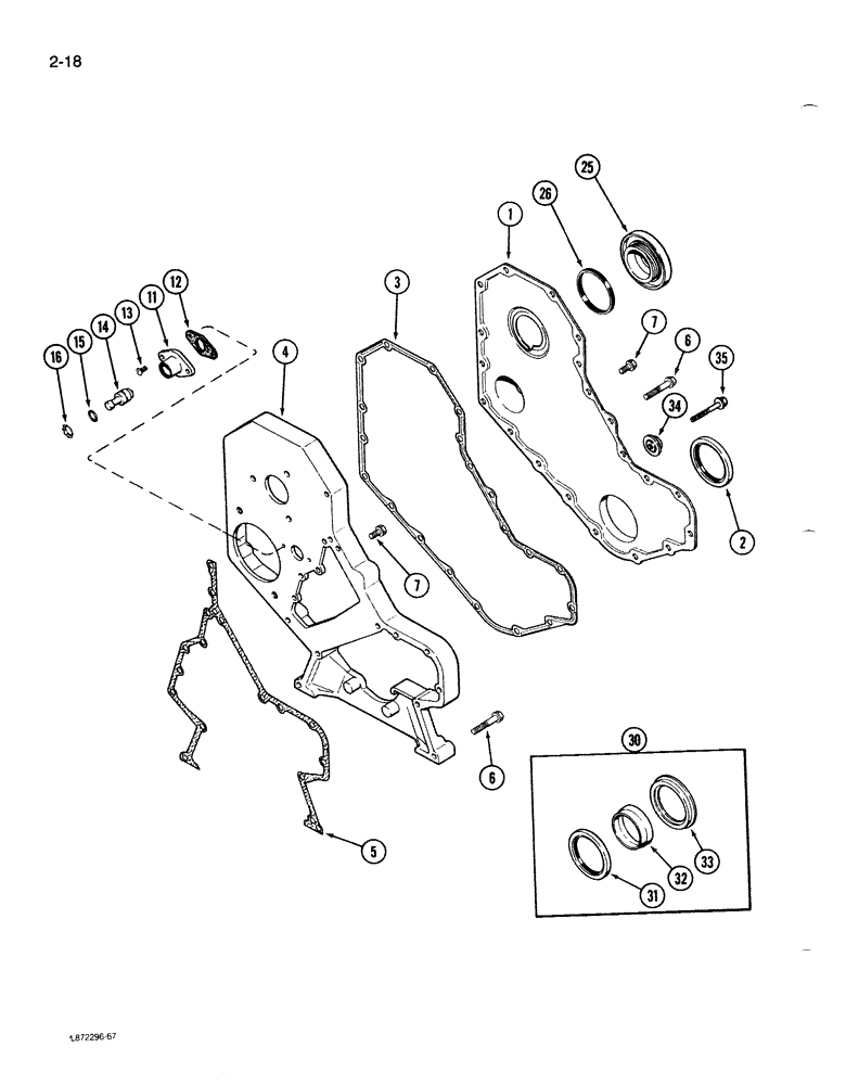 Схема запчастей Case 1086B - (2-018) - FRONT GEAR COVER, 6T-590 ENGINE (02) - ENGINE