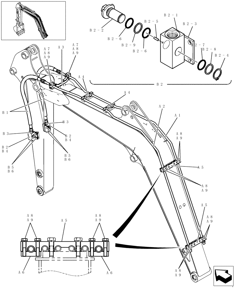 Схема запчастей Case CX31B - (500-60[1]) - BOOM PIPING (NIBBLER & BREAKER) (84) - BOOMS, DIPPERS & BUCKETS