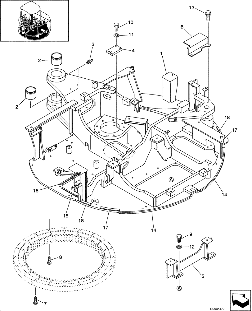 Схема запчастей Case CX47 - (09-02[00]) - TURNTABLE (09) - CHASSIS/ATTACHMENTS