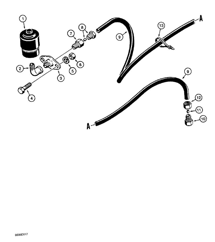 Схема запчастей Case 1150G - (2-016) - AIR RESTRICTION INDICATOR (01) - ENGINE