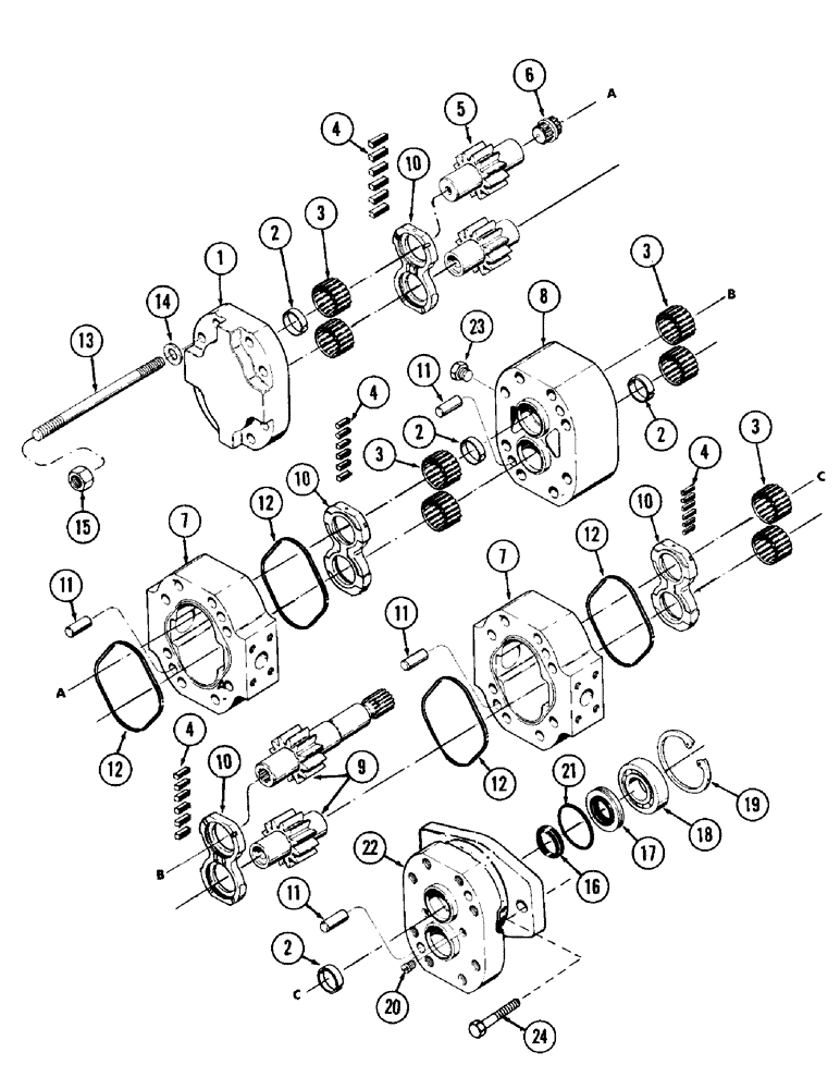 Схема запчастей Case 980 - (149A) - HYDRAULIC TANDEM PUMP (07) - HYDRAULIC SYSTEM