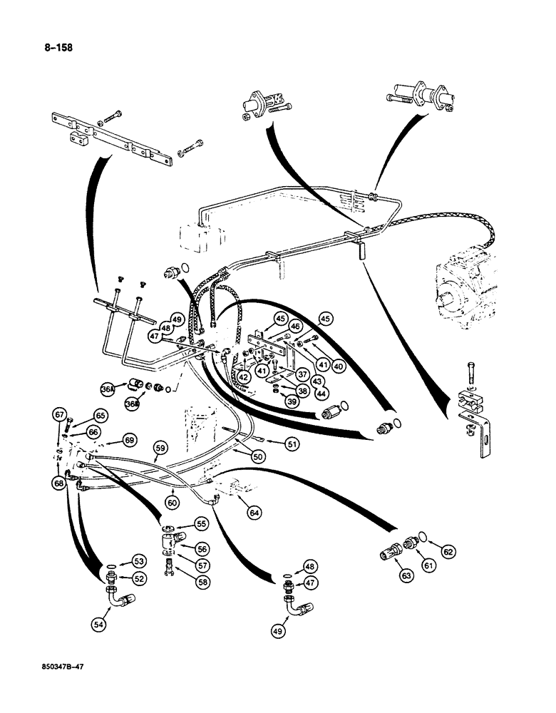 Схема запчастей Case 125B - (8-158) - HYDRAULIC CIRCUIT FOR OPTIONS, P.I.N. 74251 THROUGH 74630 (08) - HYDRAULICS