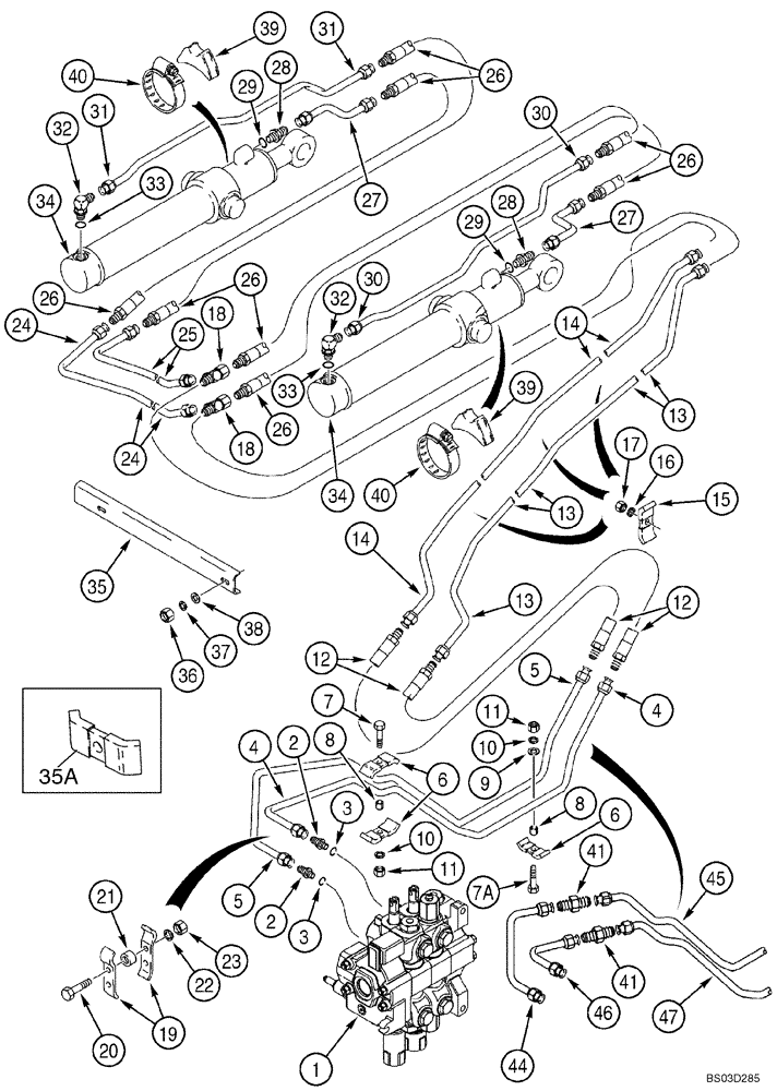 Схема запчастей Case 580SM - (08-05) - HYDRAULICS - CYLINDER, LOADER BUCKET (08) - HYDRAULICS