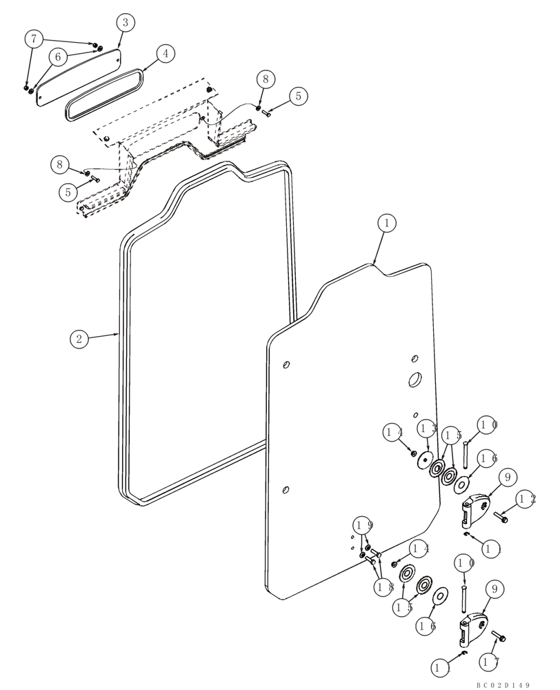 Схема запчастей Case 90XT - (09-32A) - DOOR, FRONT - WINDSHIELD (09) - CHASSIS