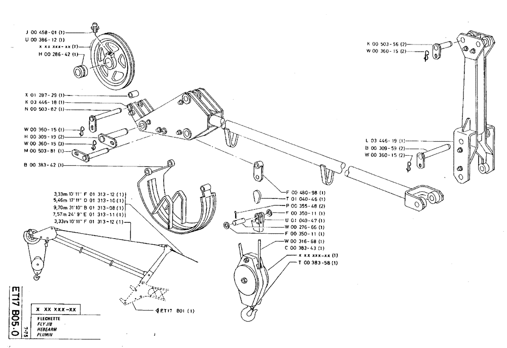 Схема запчастей Case TY45 - (ET17 B05.0) - FLY JIB (18) - ATTACHMENT ACCESSORIES