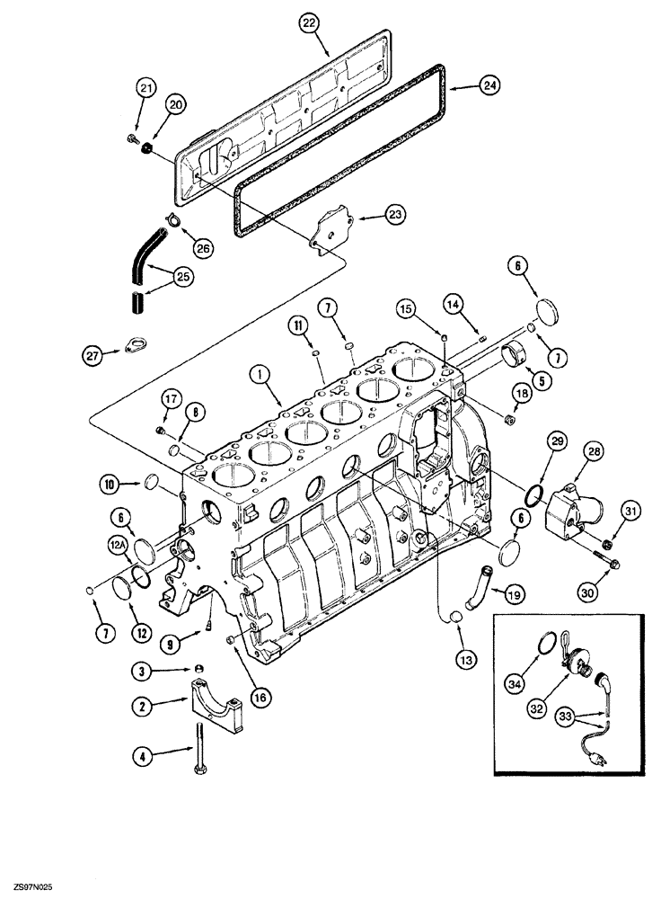 Схема запчастей Case 850G - (2-42) - CYLINDER BLOCK (PRIOR TO P.I.N. JJG0254015, EXCEPT FOR JJG0254005 TO JJG0254009) (01) - ENGINE