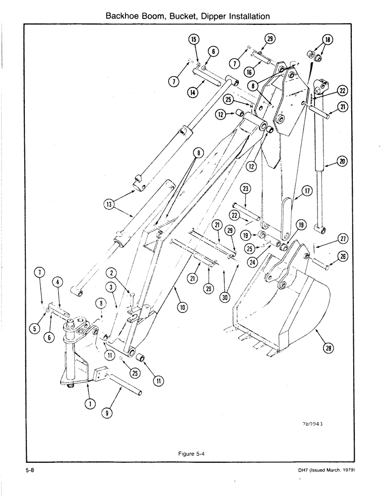 Схема запчастей Case DH7 - (5-08) - BACKHOE BOOM, BUCKET, DIPPER INSTALLATION (84) - BOOMS, DIPPERS & BUCKETS