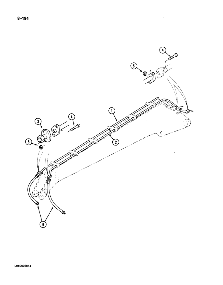 Схема запчастей Case 125B - (8-194) - REHANDLING ARM HYD. CIRCUIT, IF USED, TUBES AT ARM, CLAMSHELL FEED (08) - HYDRAULICS