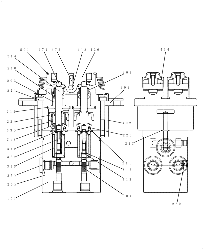 Схема запчастей Case CX31B - (HC820-01[1]) - PILOT VALVE - COMPONENTS (35) - HYDRAULIC SYSTEMS