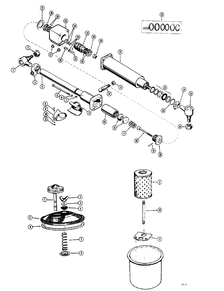 Схема запчастей Case W9B - (096) - A18961 POWER STEERING CYLINDER (05) - STEERING