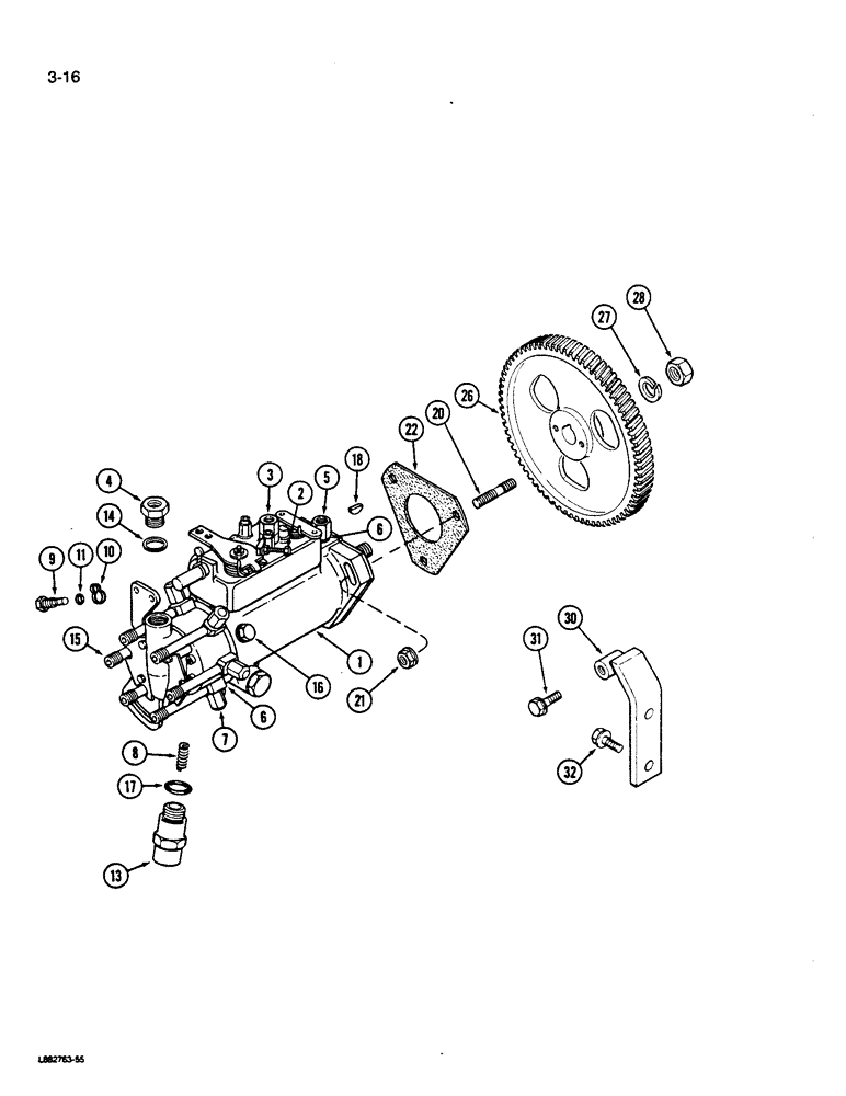 Схема запчастей Case W14B - (3-16) - FUEL INJECTION PUMP AND DRIVE, 6T-590 ENGINE (TURBOCHARGED) (03) - FUEL SYSTEM