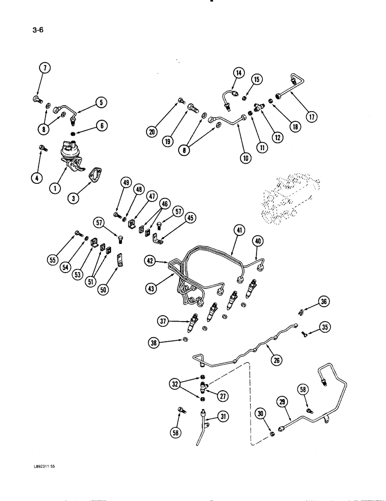 Схема запчастей Case W11B - (3-006) - FUEL INJECTION SYSTEM, 4-390 ENGINE (03) - FUEL SYSTEM