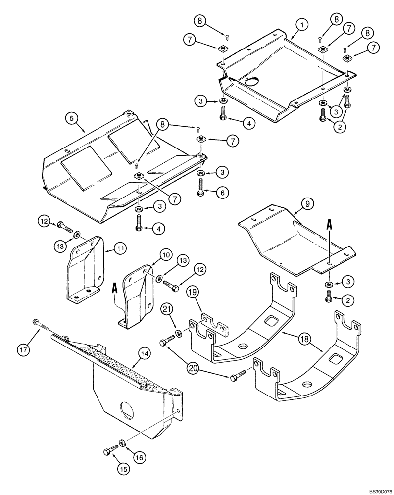 Схема запчастей Case 550H-IND - (09-10) - SHIELDS, UNDERCARRIAGE - SHIELDS, TRANSMISSION (09) - CHASSIS/ATTACHMENTS