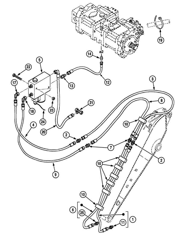 Схема запчастей Case CX350 - (08-145-05[01]) - HYDRAULIC CIRCUIT - QUICK COUPLER (08) - HYDRAULICS