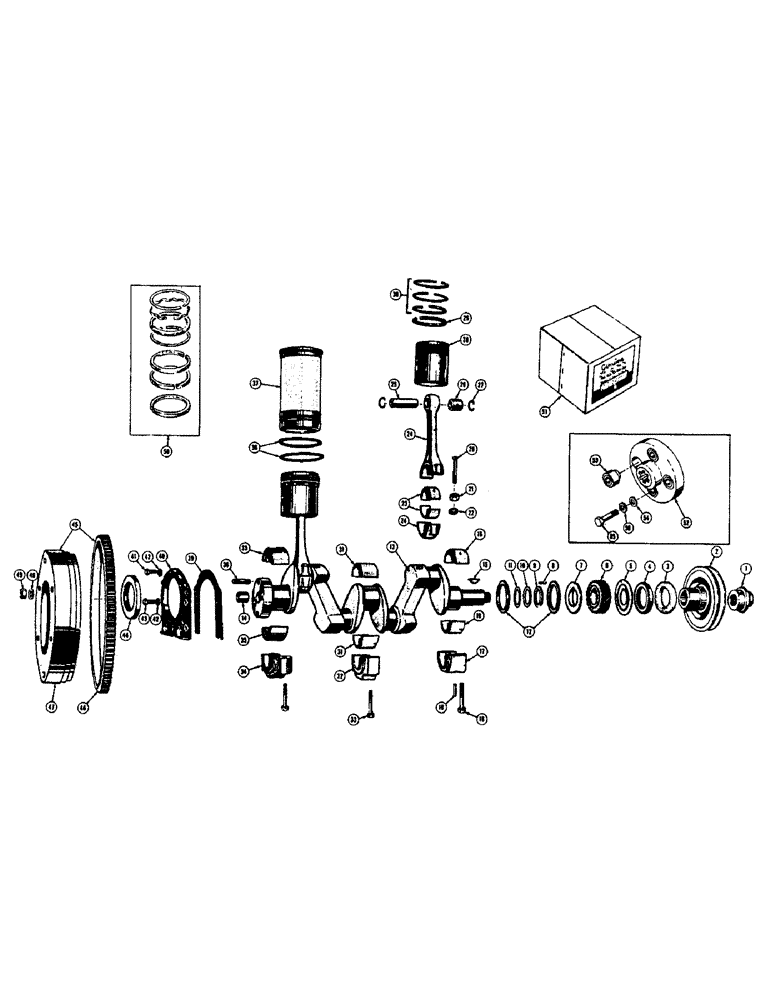 Схема запчастей Case 310C - (010) - FLYWHEEL, CRANKSHAFT, AND PISTONS (01) - ENGINE