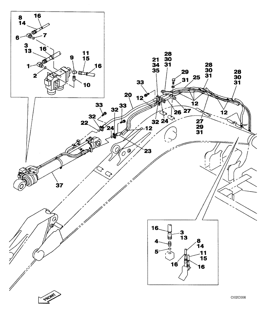 Схема запчастей Case CX460 - (08-15) - HYDRAULICS - ARM CYLINDER, MODELS WITH LOAD HOLD (08) - HYDRAULICS