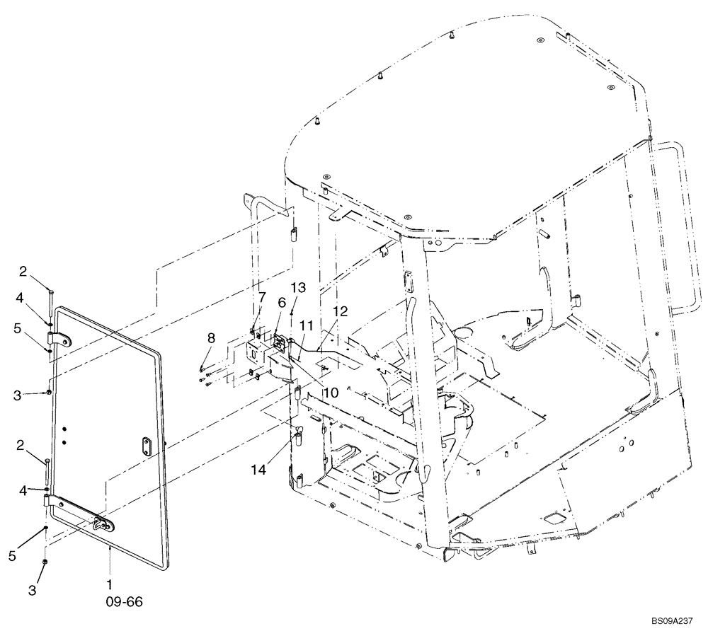 Схема запчастей Case 521E - (09-65) - CAB - WINDOW, RIGHT-HAND-UPPER - MOUNTING (09) - CHASSIS