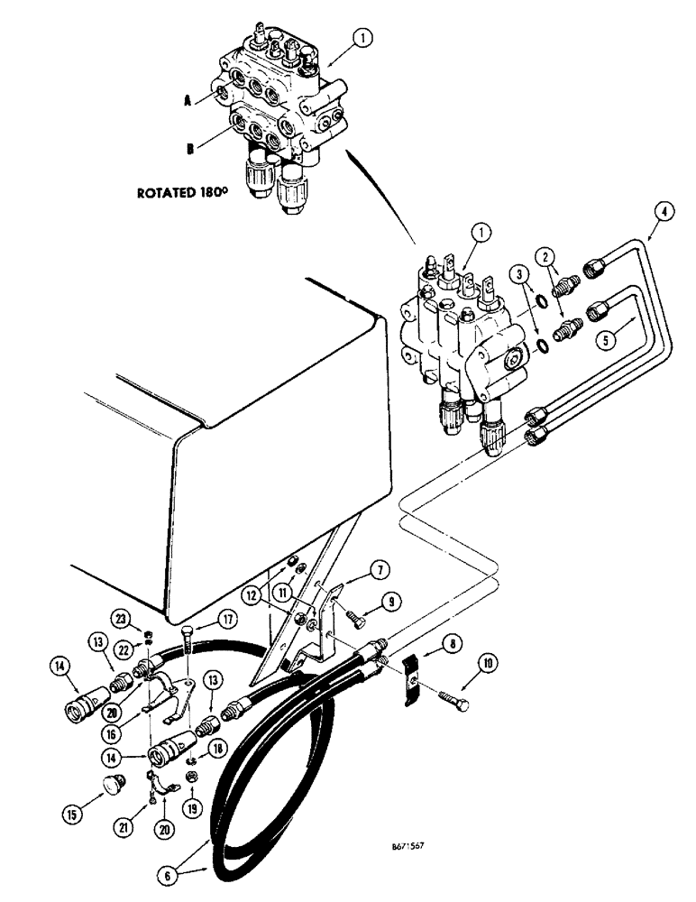 Схема запчастей Case 310G - (208) - PULL BEHIND HYDRAULICS, (MODELS WITHOUT DIVERSION VALVE) (07) - HYDRAULIC SYSTEM