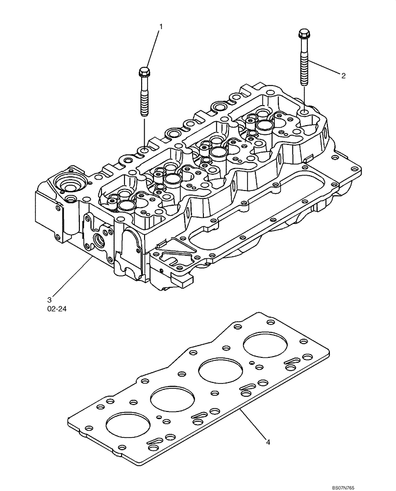 Схема запчастей Case 521E - (02-23) - CYLINDER HEAD (02) - ENGINE