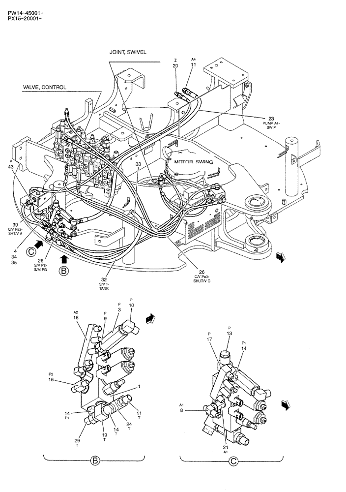 Схема запчастей Case CX36B - (05-008) - CONTROL LINES, REMOTE (COOLER), P/N PX35V00003F1 OPTIONAL PARTS