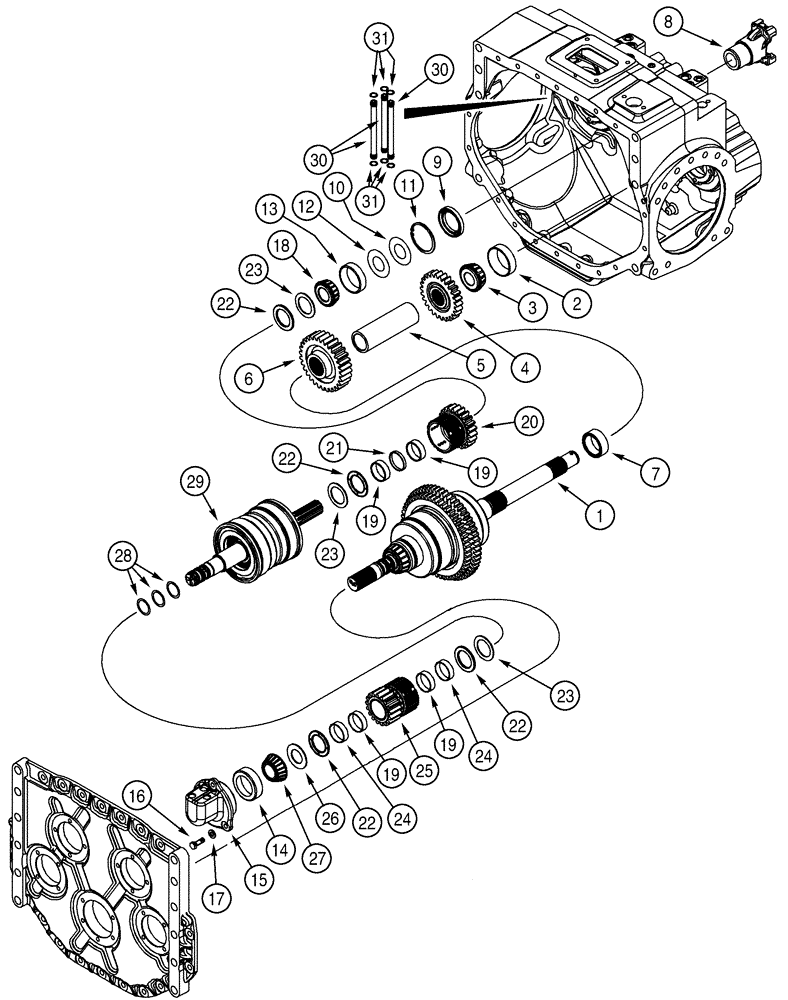 Схема запчастей Case 850H - (06-05) - TRANSMISSION - RANGE, HIGH/LOW (06) - POWER TRAIN