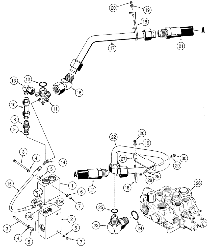 Схема запчастей Case 821C - (08-07) - HYDRAULICS VALVE, PRIORITY AND UNLOADING (08) - HYDRAULICS