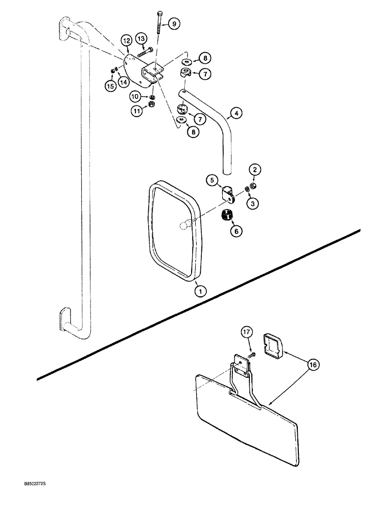 Схема запчастей Case 921 - (9-040) - OUTER MIRROR AND SUNVISOR (09) - CHASSIS/ATTACHMENTS