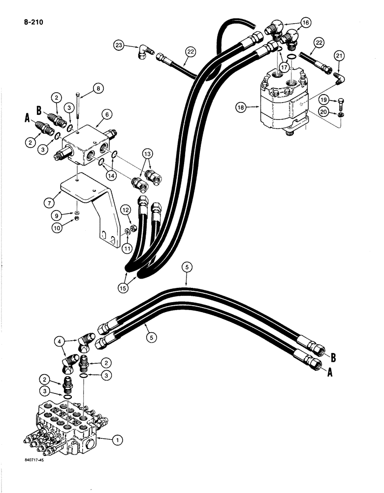 Схема запчастей Case 1080B - (8-210) - SWING MOTOR HYDRAULIC CIRCUIT (08) - HYDRAULICS