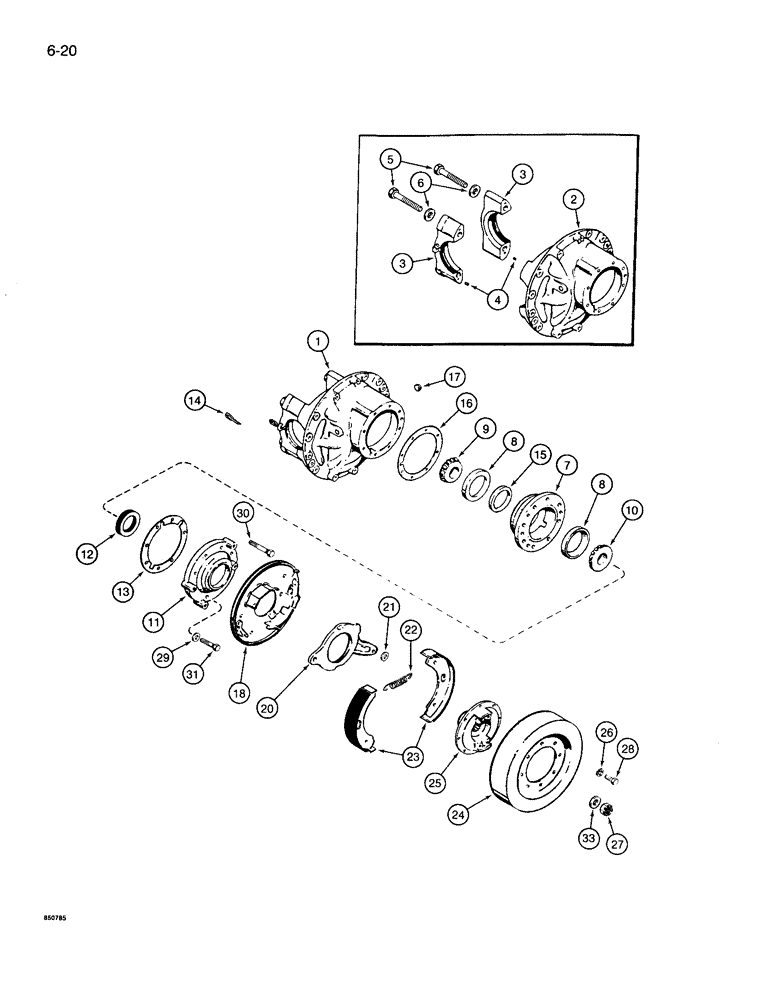 Схема запчастей Case 1085B - (6-020) - REAR DRIVE AXLE, NO-SPIN DIFFERENTIAL (06) - POWER TRAIN