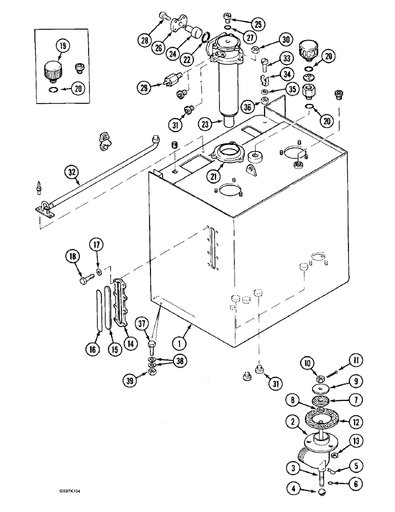 Схема запчастей Case 888 - (8A-02) - HYDRAULIC RESERVOIR (08) - HYDRAULICS